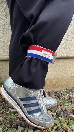 Serre-pantalon vélo réfléchissant Bleu blanc rouge