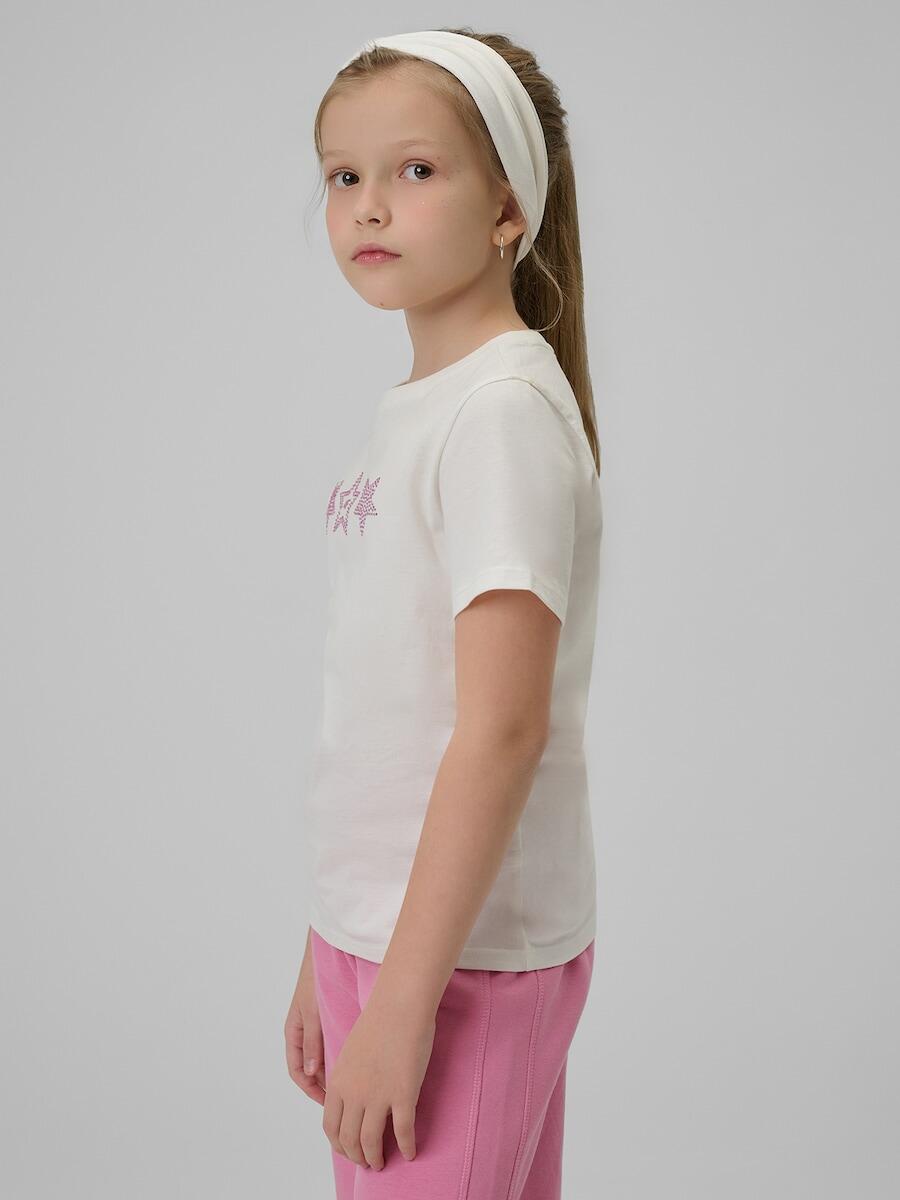 T-shirt regular z nadrukiem dziewczęcy 4F 4FJRSS26TTSHF3455 6/7