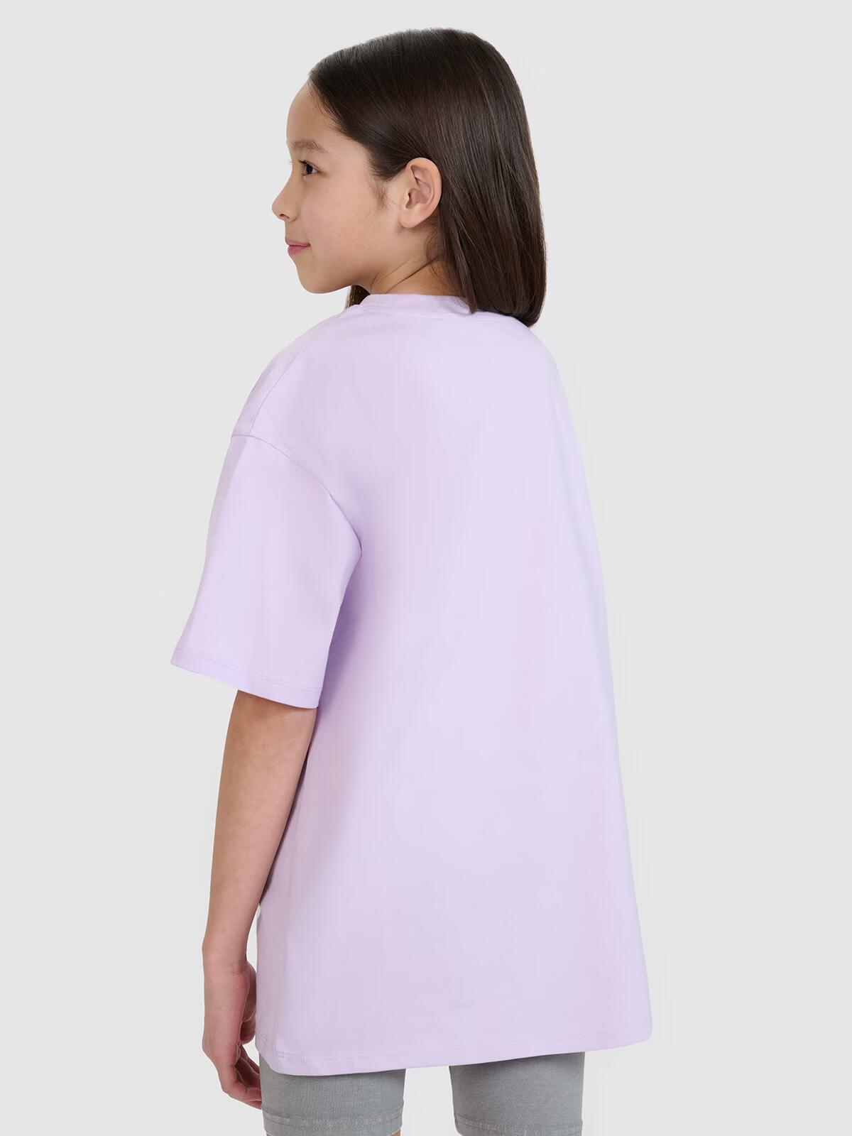 T-shirt oversize z nadrukiem dziewczęcy 4F 4FJWSS25TTSHF1870 3/5