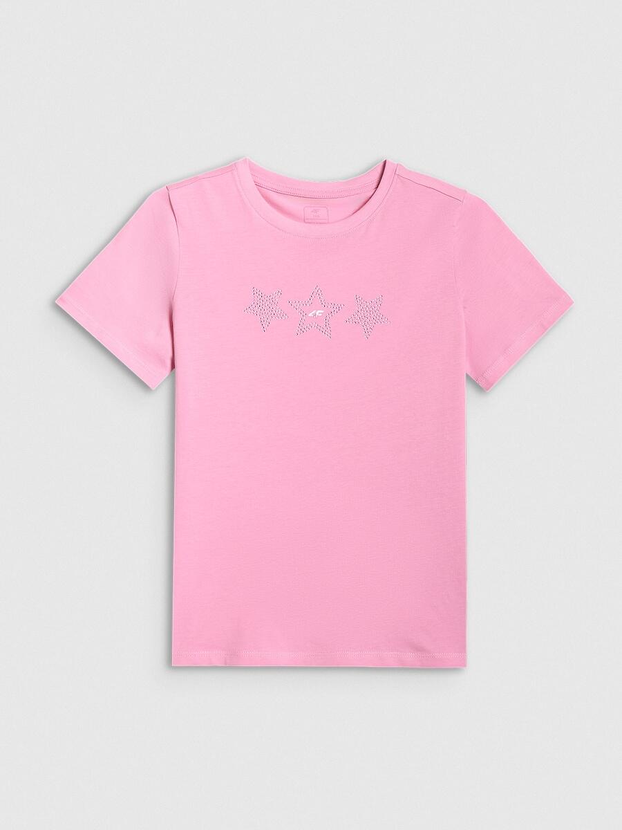 T-shirt regular z nadrukiem dziewczęcy 4F 4FJRSS26TTSHF3455 7/7