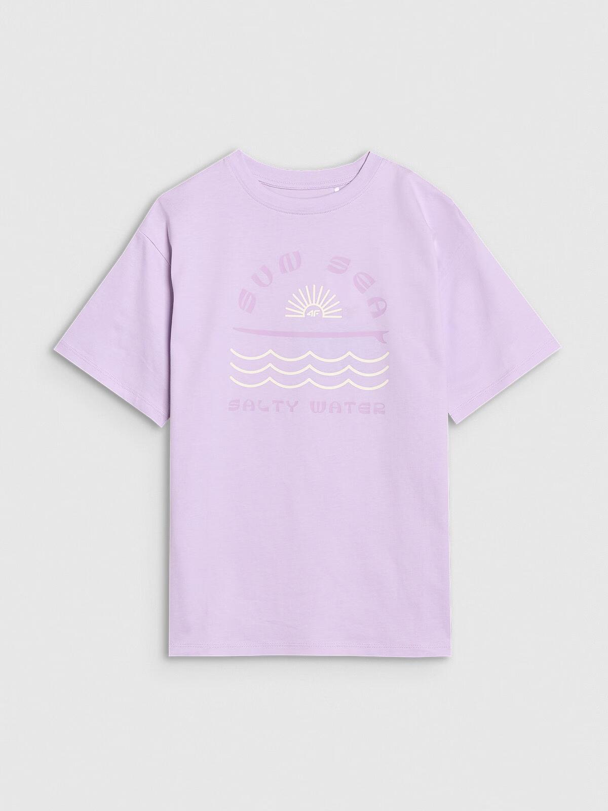 T-shirt oversize z nadrukiem dziewczęcy 4F 4FJWSS25TTSHF1870 5/5