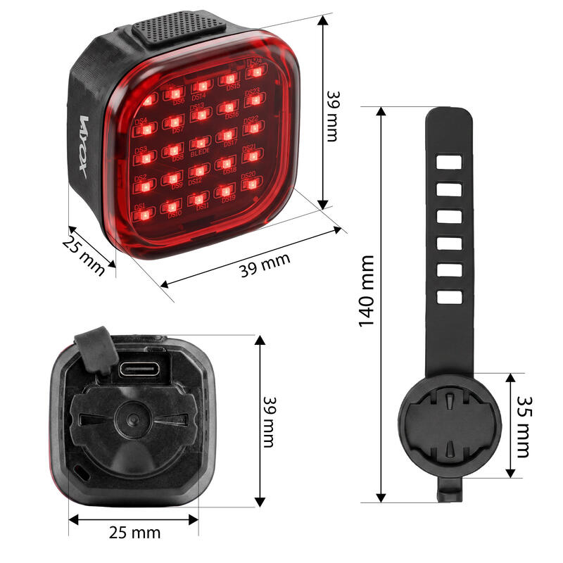 Lampă spate pentru bicicletă Vayox VAR60 60lm cu acumulator USB-C