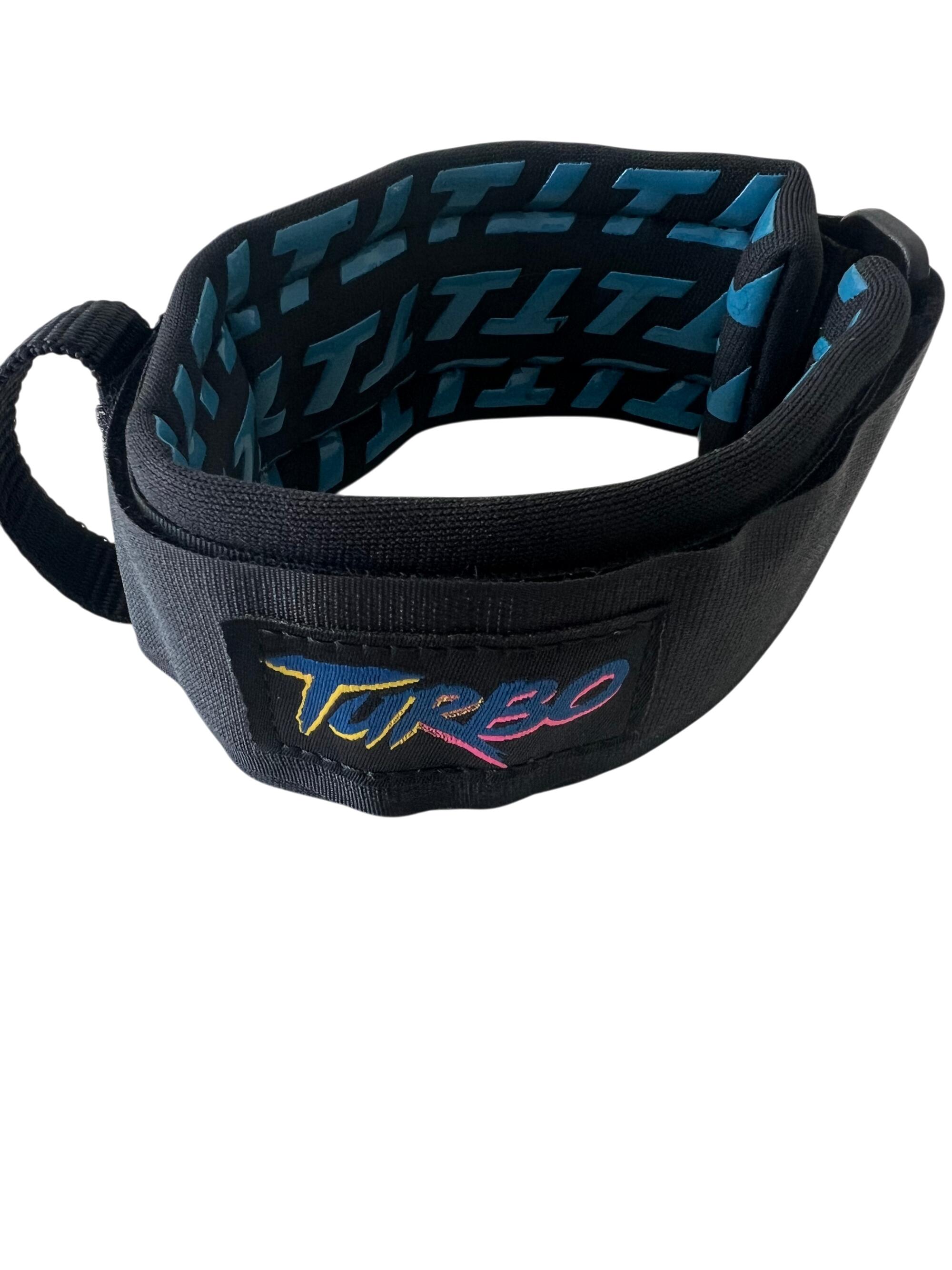 Leash bodyboard 8 mm TURBO, ultrarresistente, bíceps, negro/azul 3/4