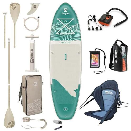 Pack Paddle Gonfiabile Convertible Airgliss Sun 11.0 + Pompa Elettrica e Accesso