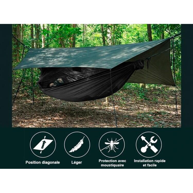 Tropical Hamac - Hamac parachute noir avec moustiquaire + Tarp 3/5