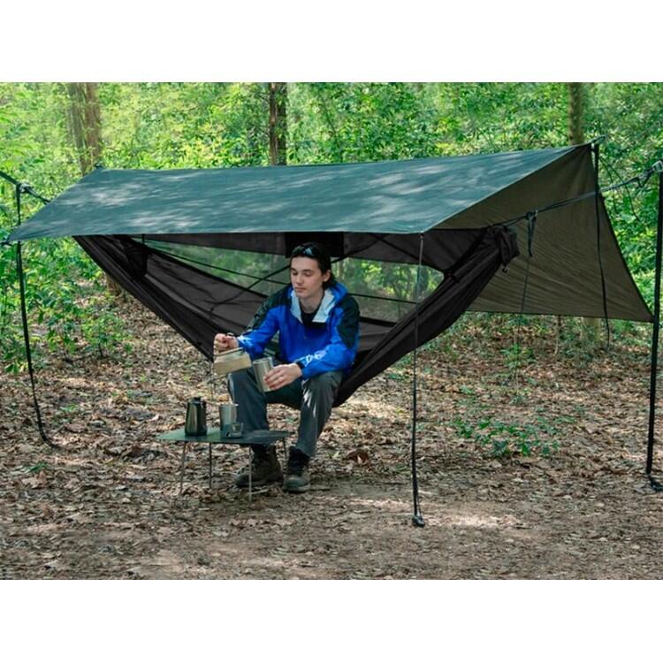 Tropical Hamac - Hamac parachute noir avec moustiquaire + Tarp 4/5