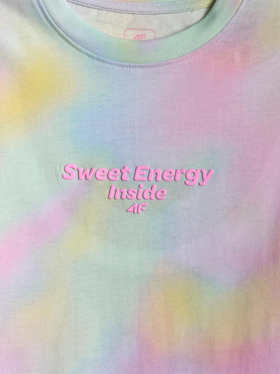 T-shirt loose z nadrukiem dziewczęcy 4F 4FJRSS26TTSHF3826 6/7
