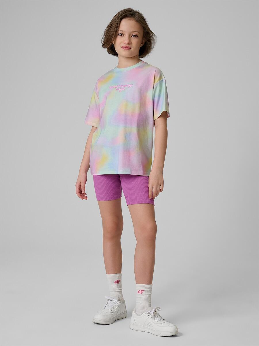 T-shirt loose z nadrukiem dziewczęcy 4F 4FJRSS26TTSHF3826 3/7