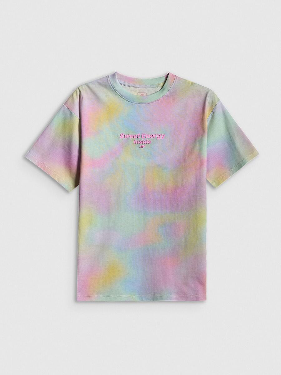 T-shirt loose z nadrukiem dziewczęcy 4F 4FJRSS26TTSHF3826 7/7