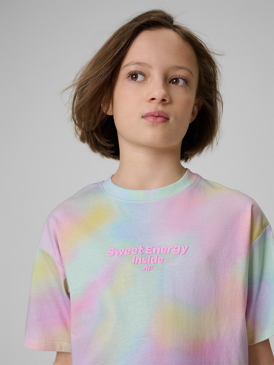 T-shirt loose z nadrukiem dziewczęcy 4F 4FJRSS26TTSHF3826 4/7