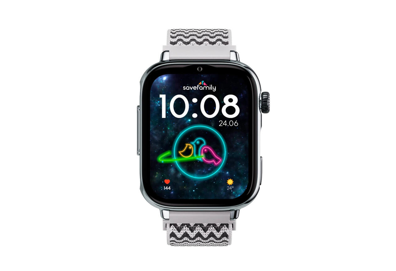 SaveWatch Plus 2 Boîtier argenté Bracelet Tissu Zig Zag 2/6