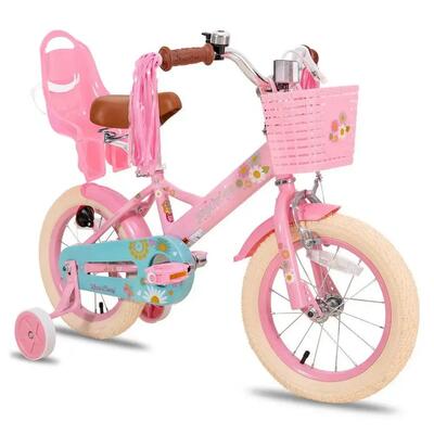 Meisjes wielersport fiets 12" zijwieltjes poppenzitje mand - little daisy