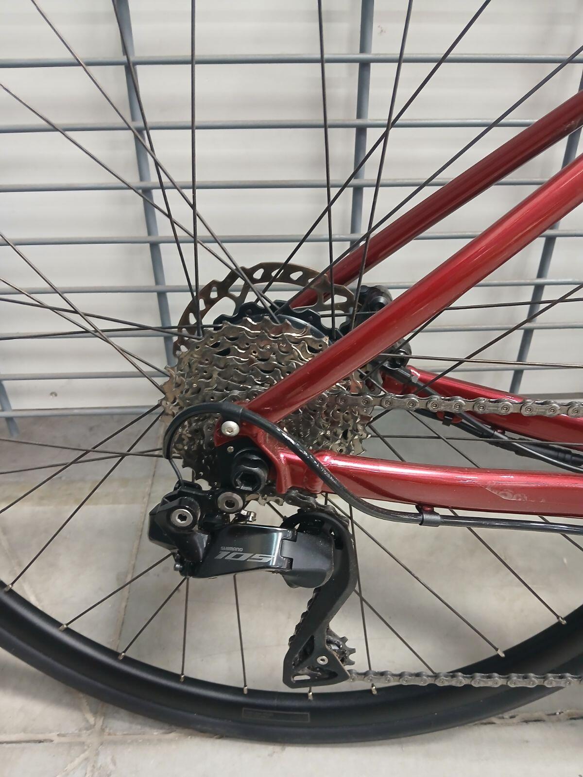 Bicicleta de estrada Van Rysel elétrica Shimano 105 Tamanho XS vermelha - Segund 3/4