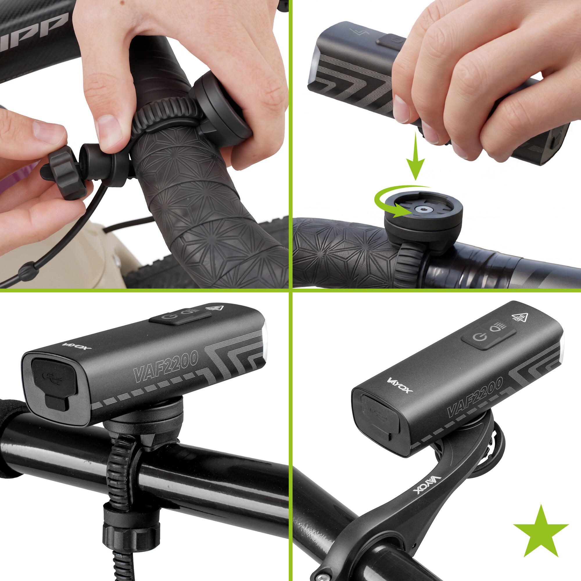 Lampka rowerowa przednia Vayox VAF2200 2200lm akumulatorowa USB-C 6/8