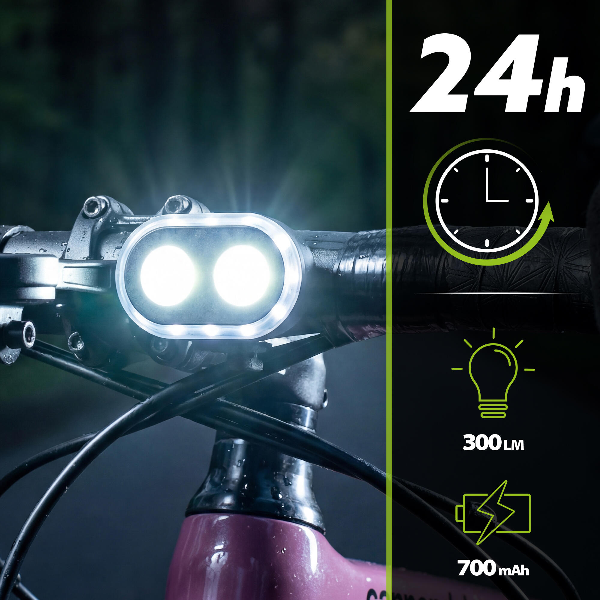 Zestaw lampek rowerowych przednia i tylna Vayox VAF300 + VAR200 USB-C 2/8