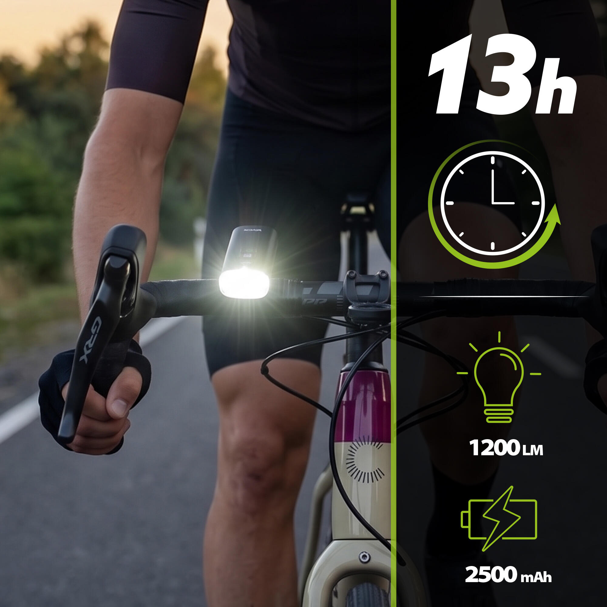 Zestaw lampek rowerowych przednia i tylna Vayox VAF1200 + VAR200 USB-C 2/8
