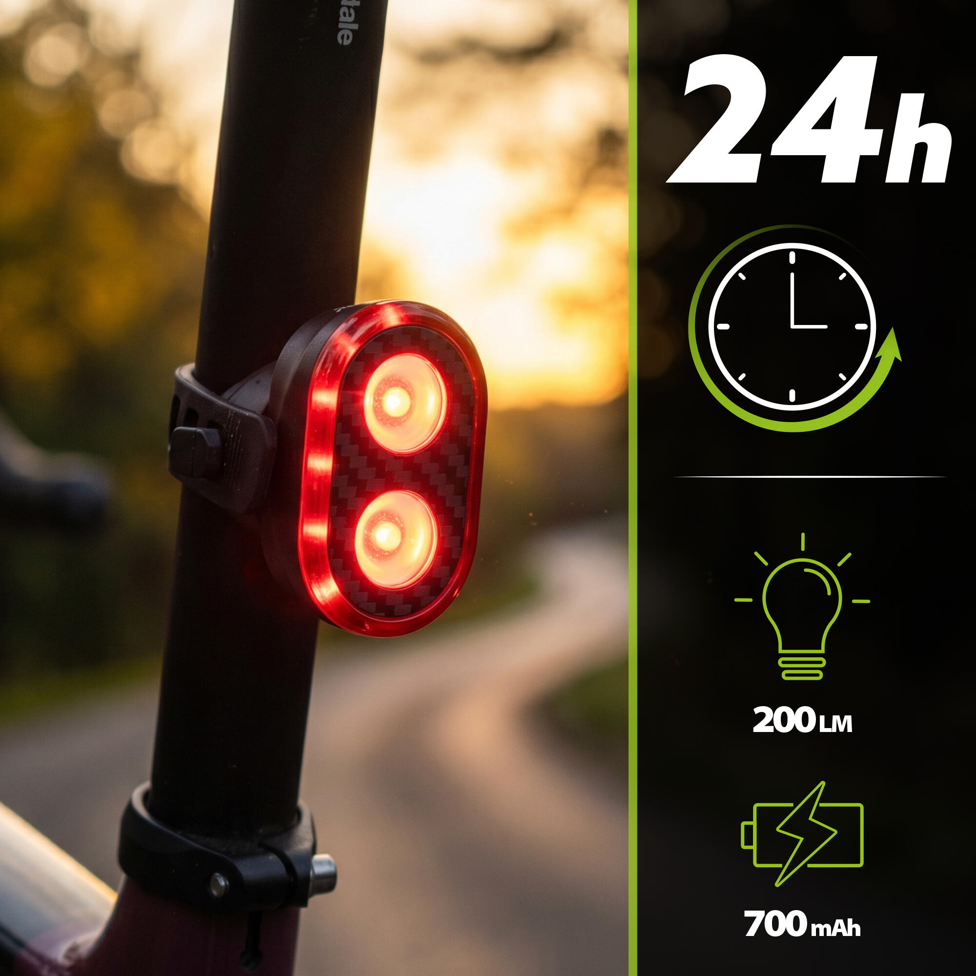 Zestaw lampek rowerowych przednia i tylna Vayox VAF300 + VAR200 USB-C 3/8