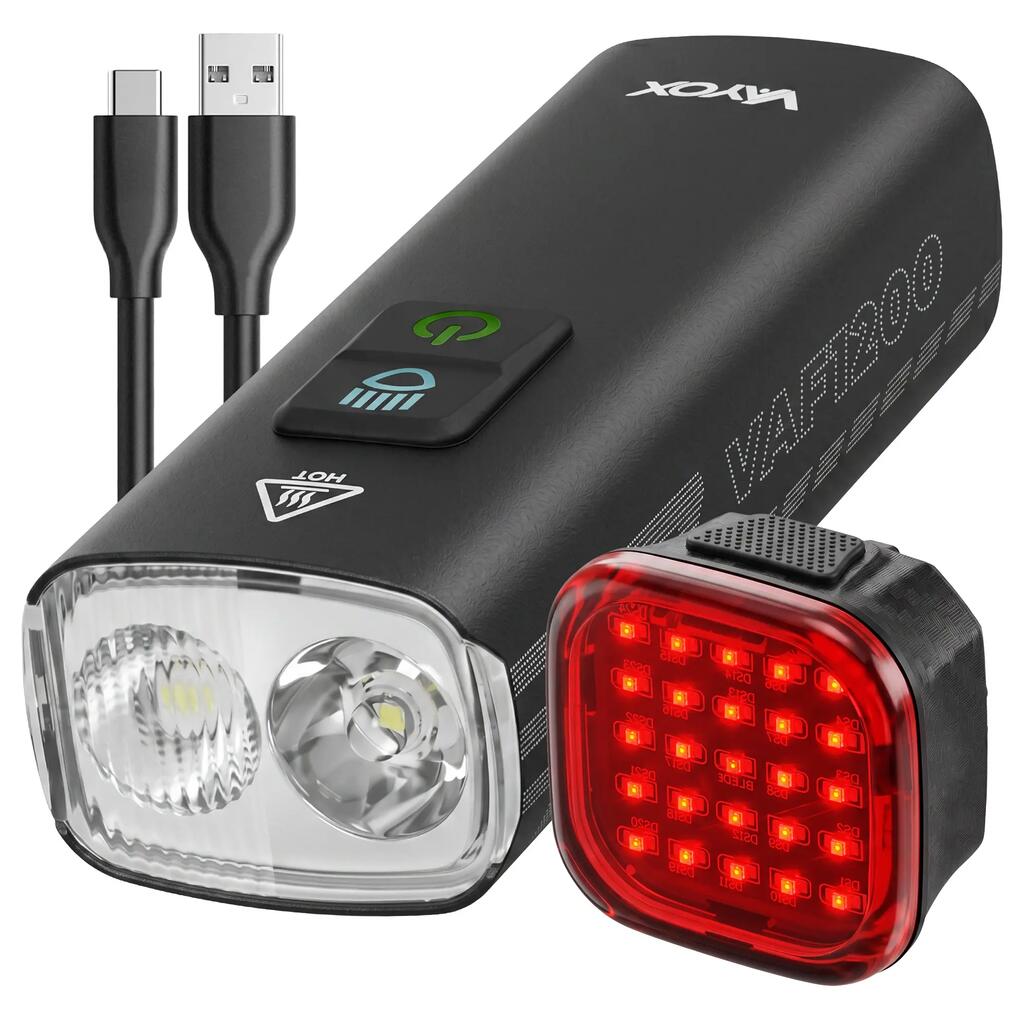 Комплект лампи велосипедни предна и задна Vayox VAF1200 + VAR60 USB-C