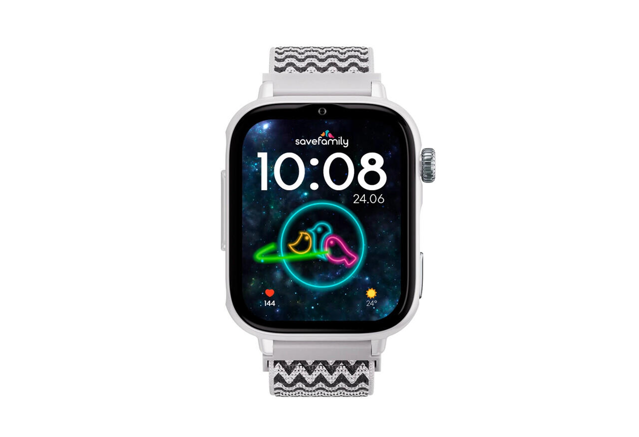 SaveWatch Plus 2 Witte Behuizing Zig Zag Stoffen Band 2/6