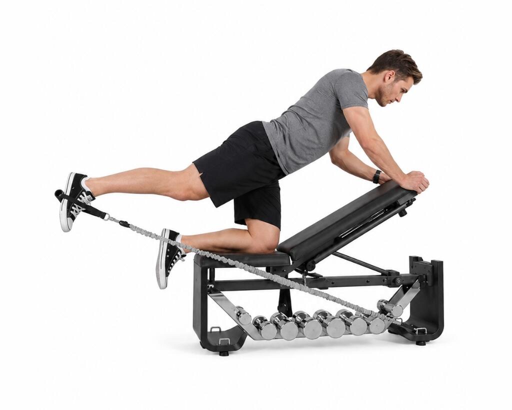 Banco de musculación multifunción de madera 3/4