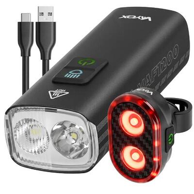 Fietsverlichting set voor- en achterlicht vayox vaf1200 + var200 usb-c