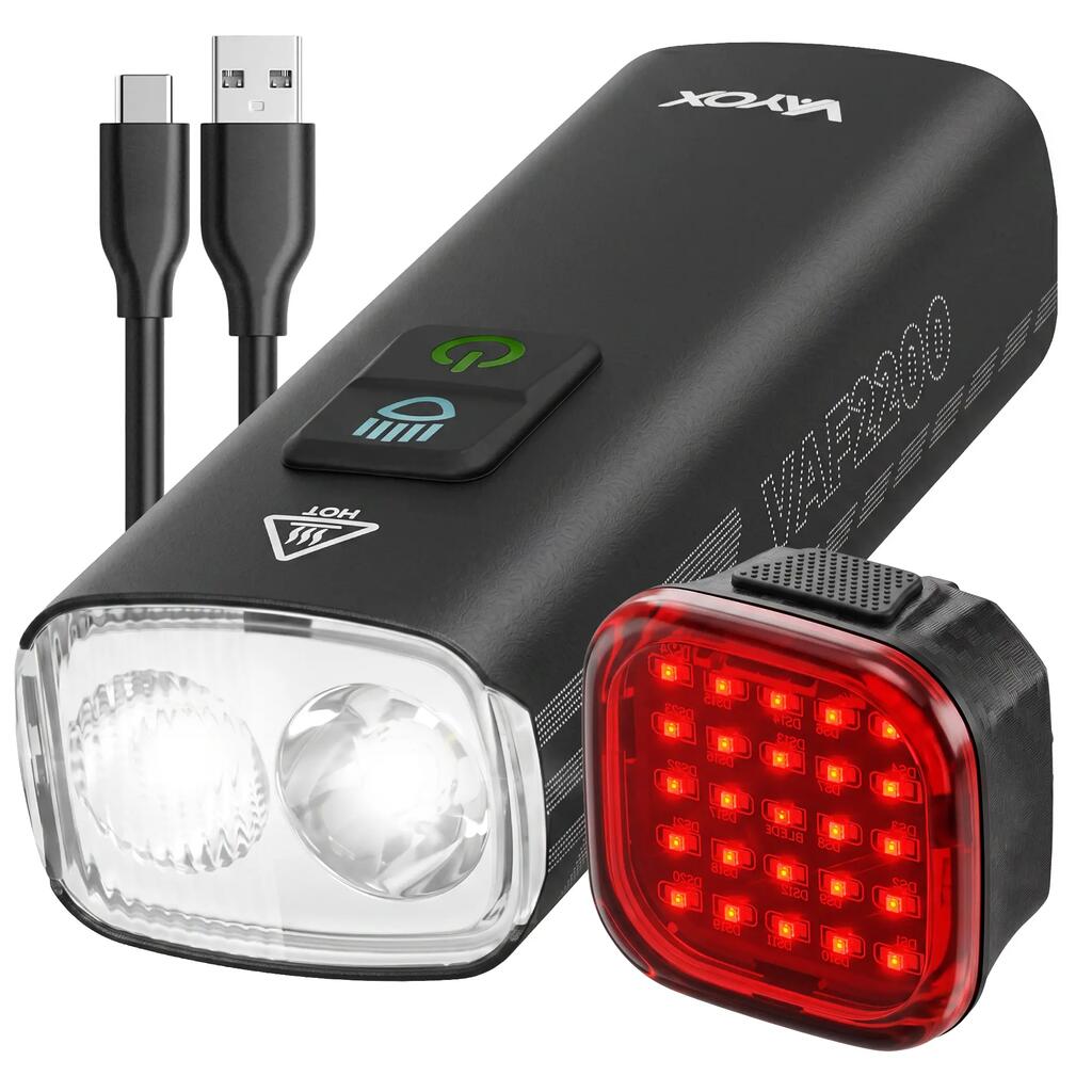 Комплект лампи велосипедни предна и задна Vayox VAF2200 + VAR60 USB-C