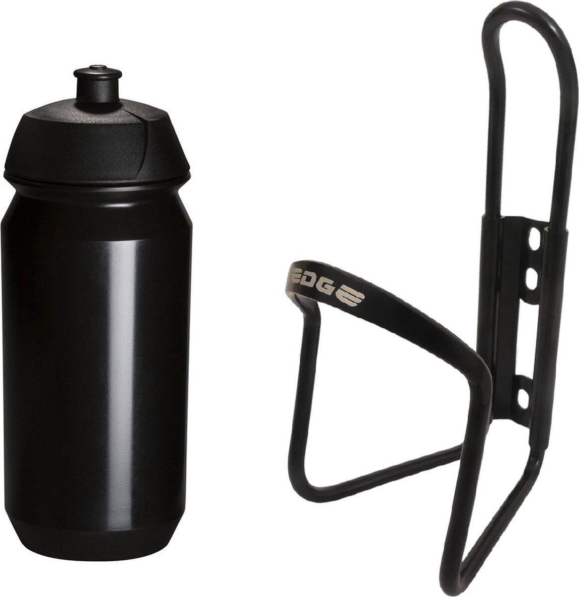 Trinkflasche mit Flaschenhalter 500 ml  Schwarz  Aluminium Rennrad MTB |  Decathlon