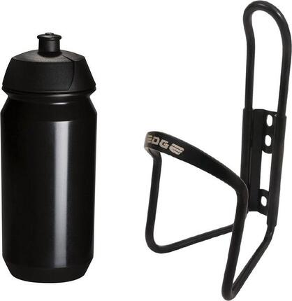 Trinkflasche mit Flaschenhalter 500 ml – Schwarz – Aluminium Rennrad MTB