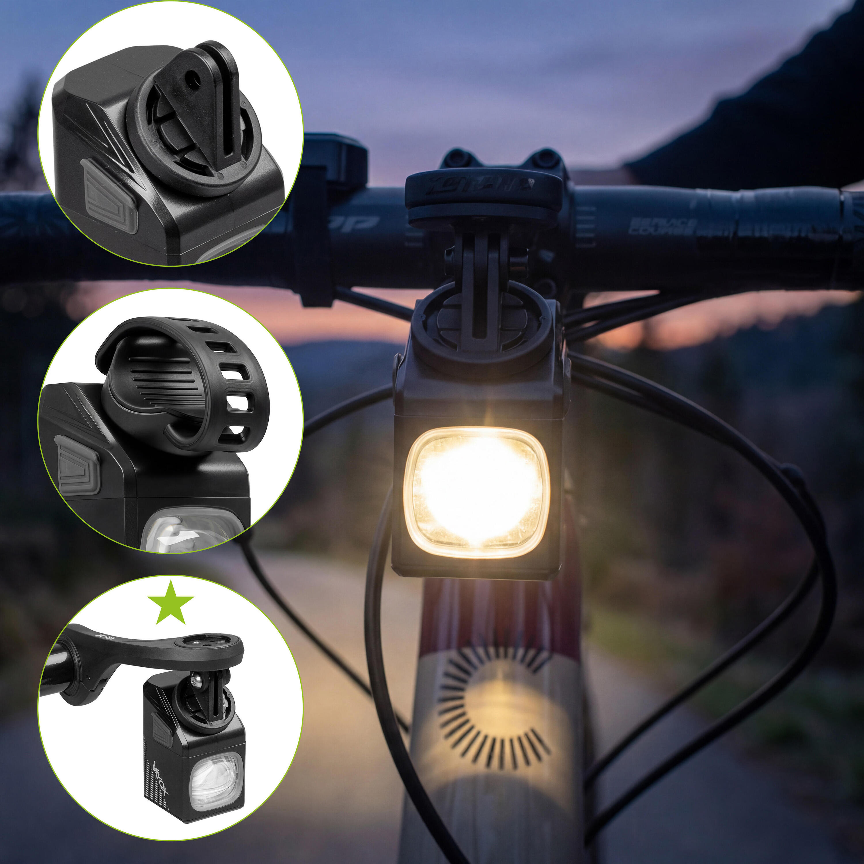 Lampka rowerowa przednia VAF1000PRO 1000lm z pilotem USB-C 4/8
