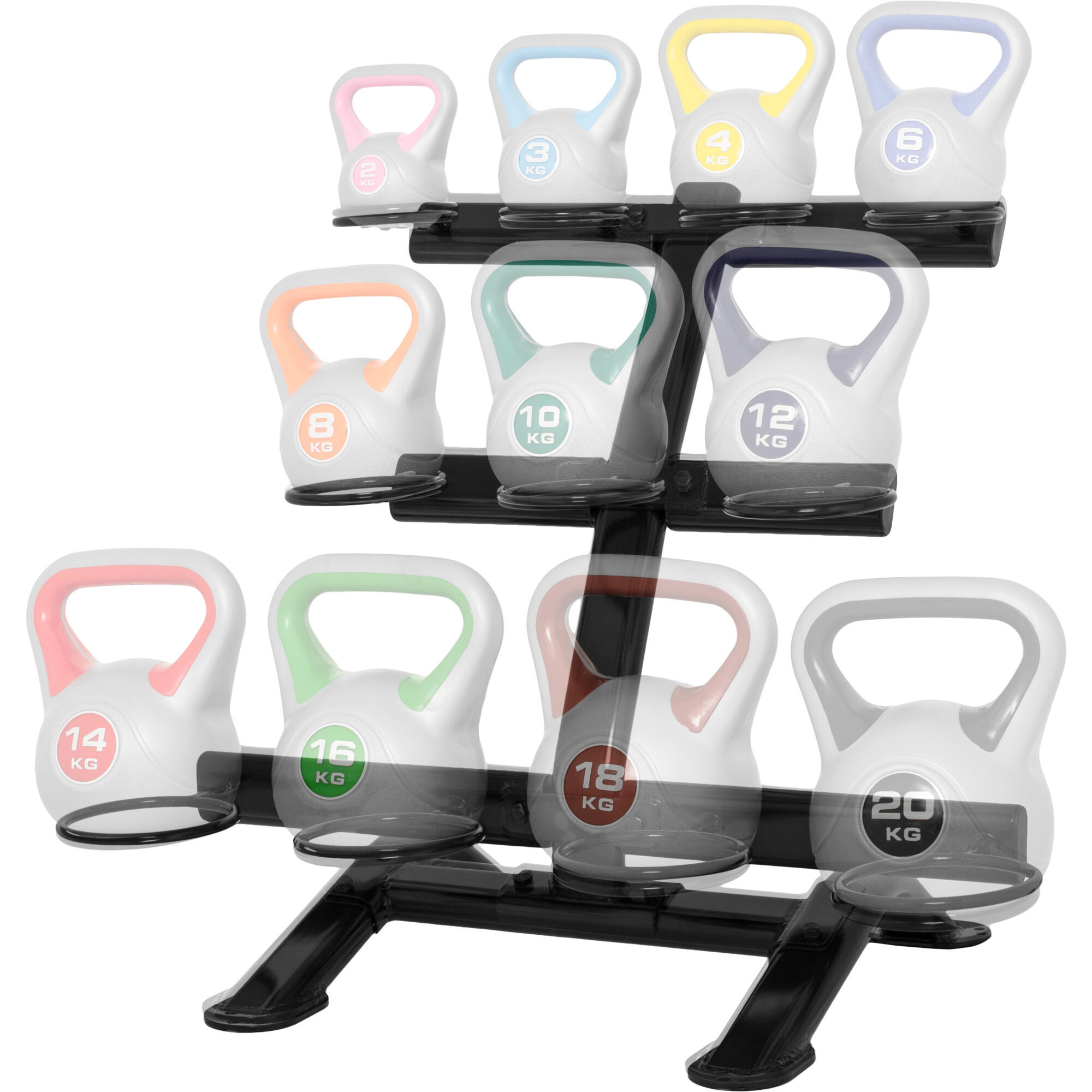 Kit Completo Kettlbells Gorilla Sports de 2 a 20Kg con Rack Incluido 3/7