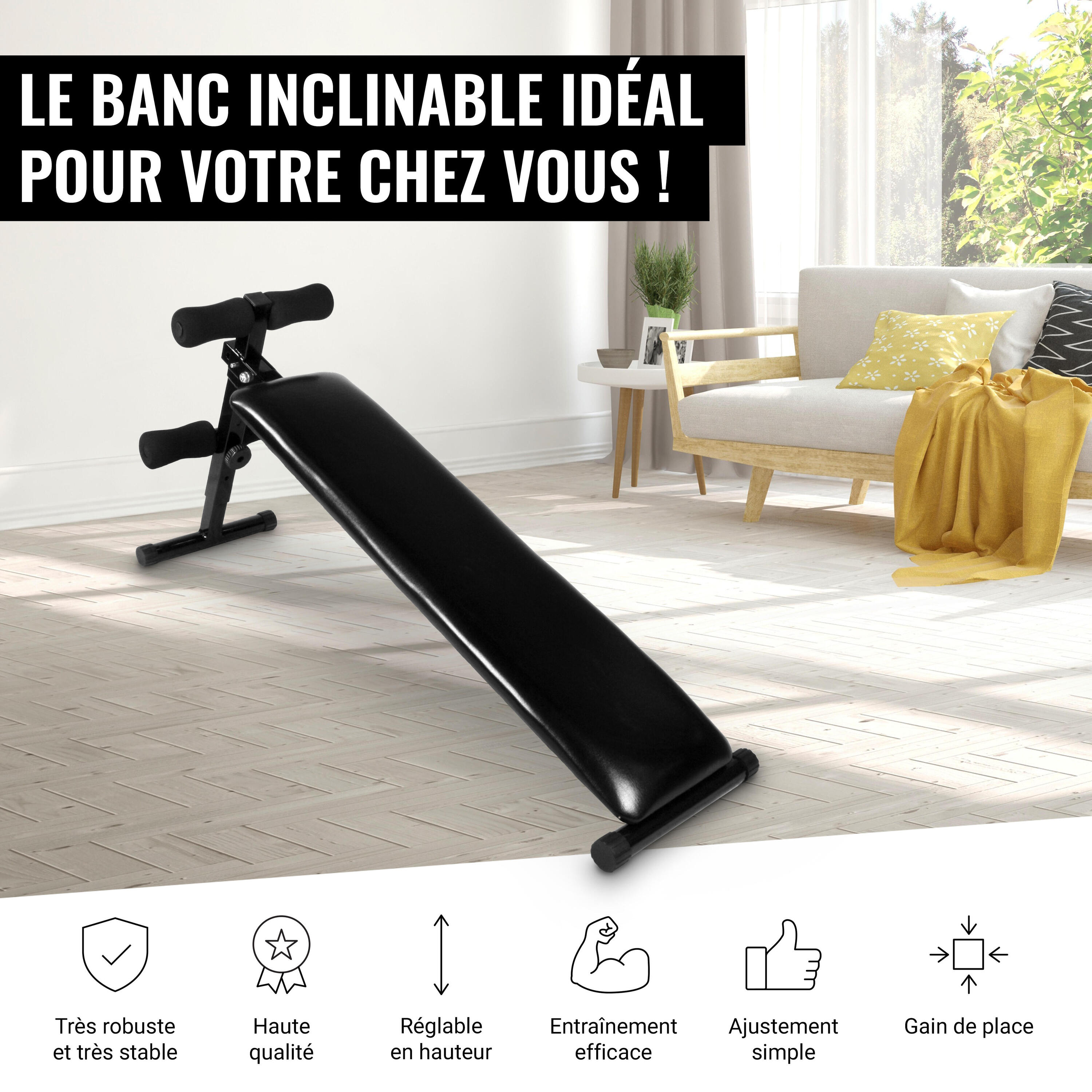 BANC À ABDOMINAUX NOIR | MUSCULATION 3/7