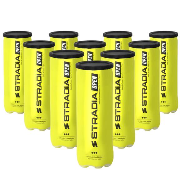STRADIA “OPEN” Tennis Balls – Pack of 10 Tubes (30 Balls)
