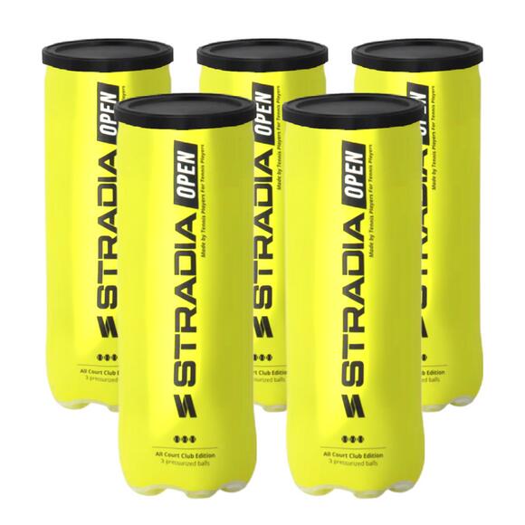 STRADIA “OPEN” Tennis Balls – Pack of 5 Tubes (15 Balls)
