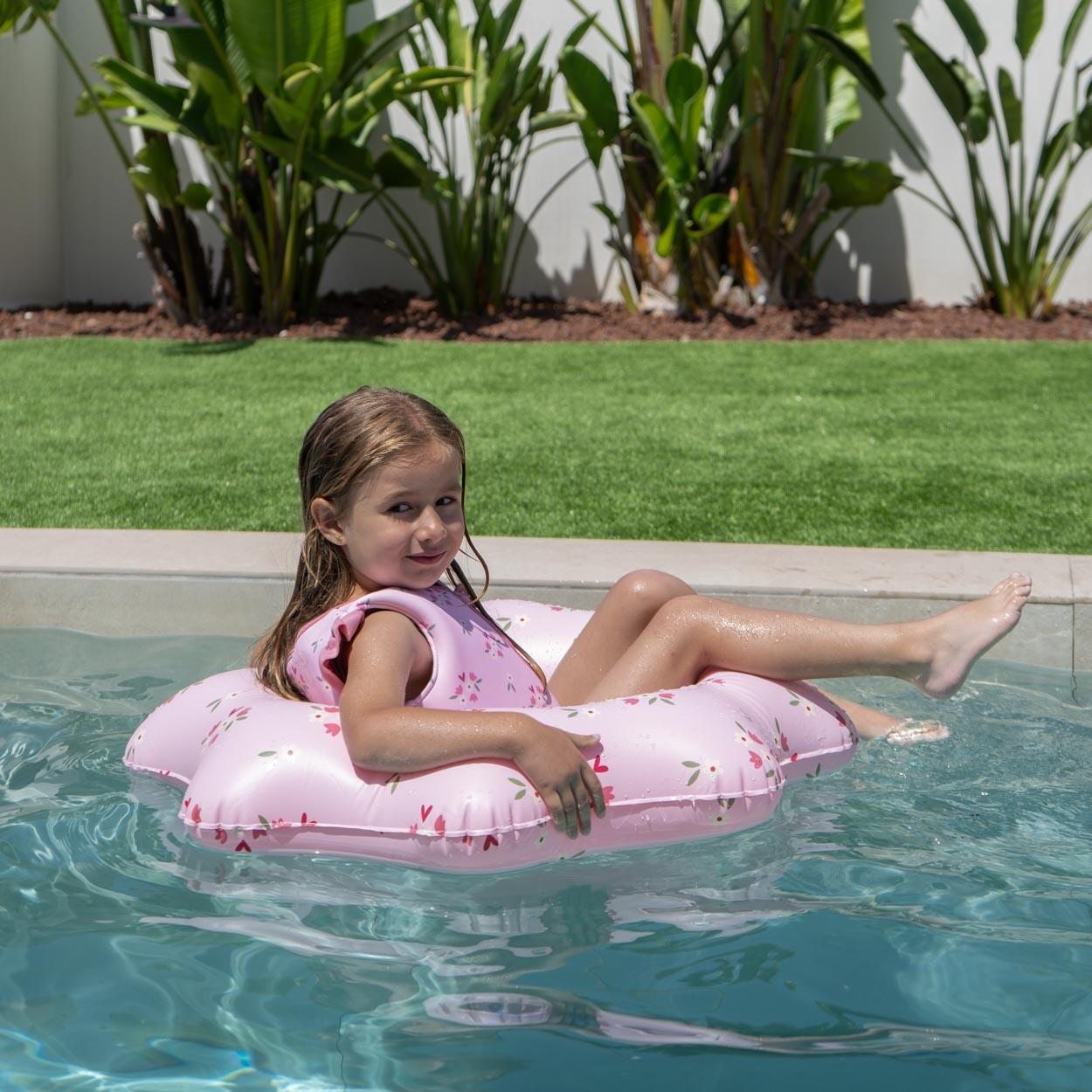 Flamingueo Bouée Enfant Gonflable Double Valve PVC Donut Rose 3/7