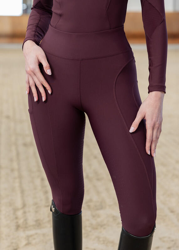 Leggings Pantalón Mujer Equitación Maximilian Outline Full Grip Burdeos 5/7