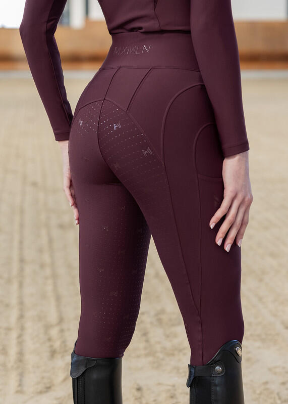 Leggings Pantalón Mujer Equitación Maximilian Outline Full Grip Burdeos 4/7