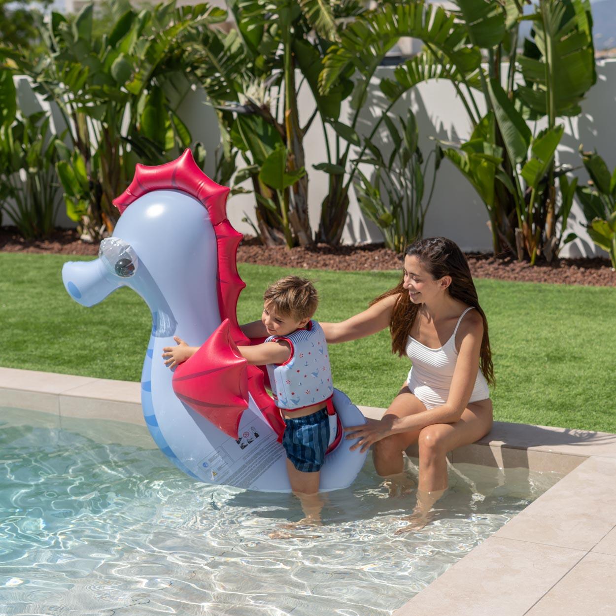 Flamingueo Kinderdrijver Reusachtige Zeepaardje PVC Blauw 3/5