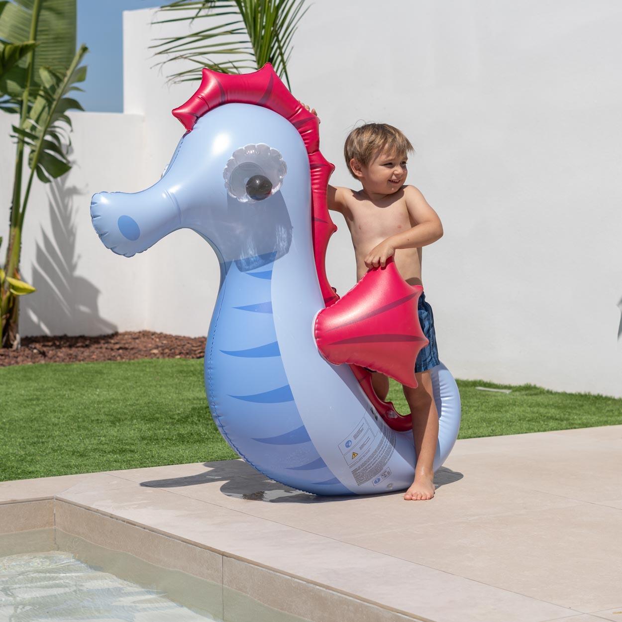 Flamingueo Kinderdrijver Reusachtige Zeepaardje PVC Blauw 2/5
