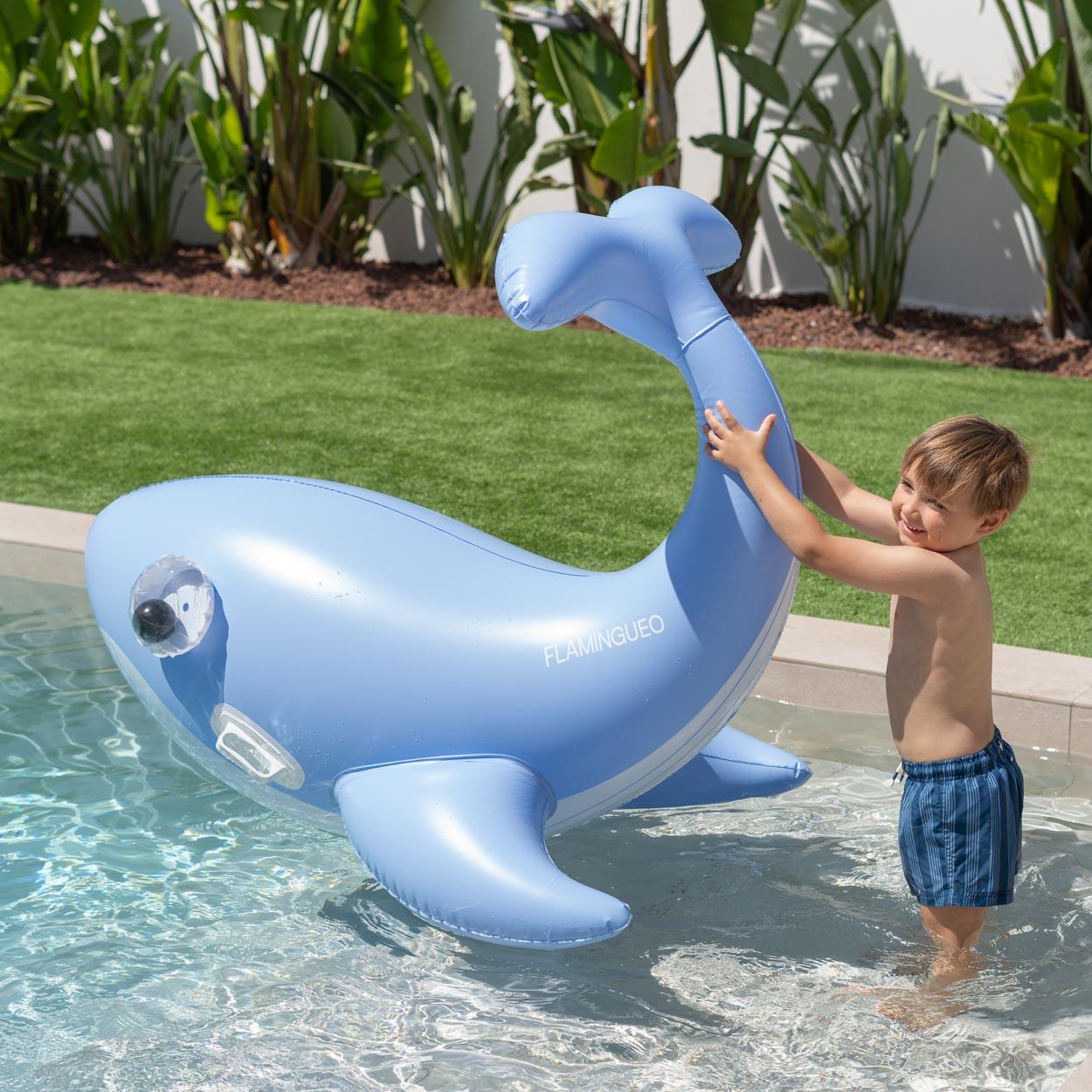 Flamingueo Flotador hinchable ballena XL con asas PVC 2/7
