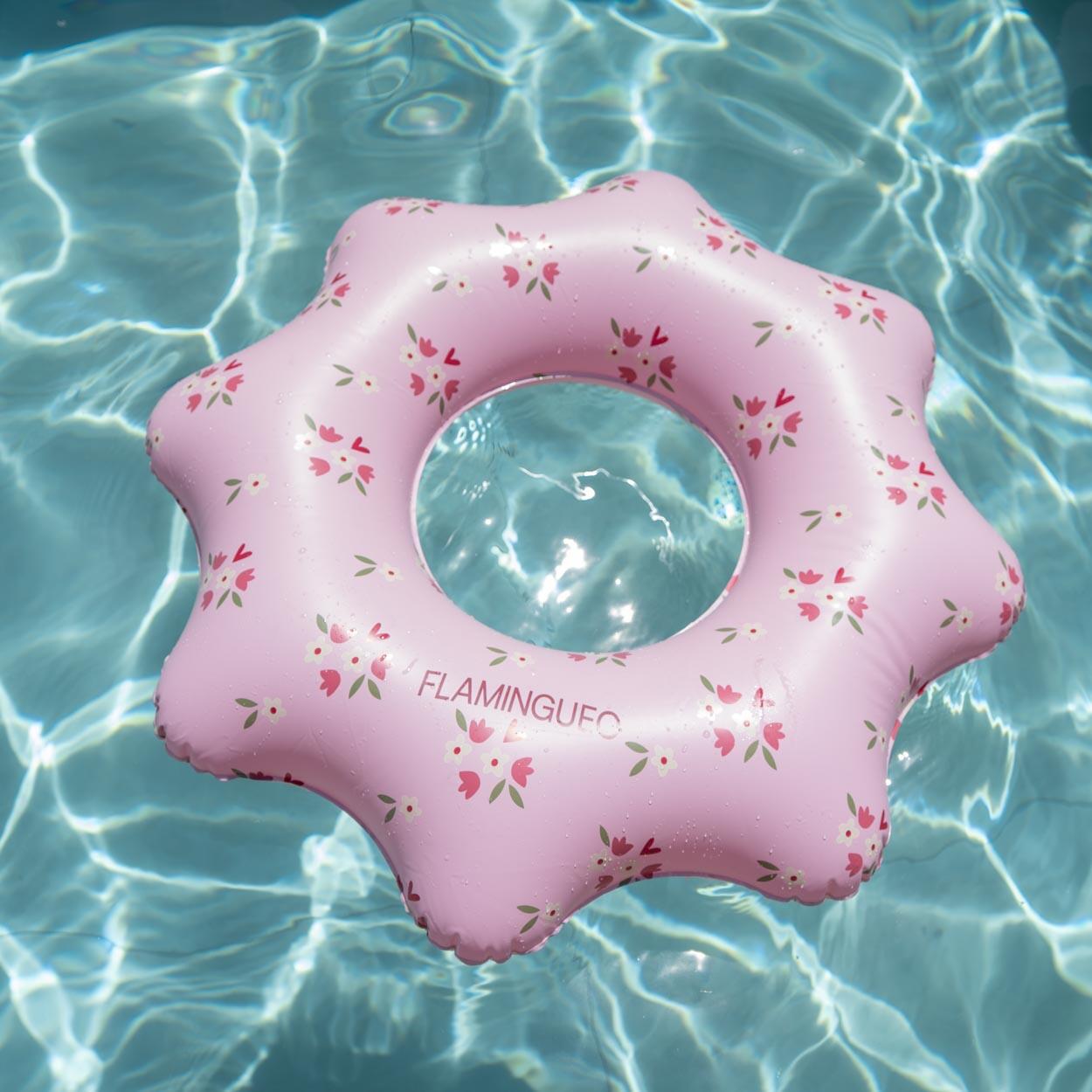 Flamingueo Bouée Enfant Gonflable Double Valve PVC Donut Rose 6/7