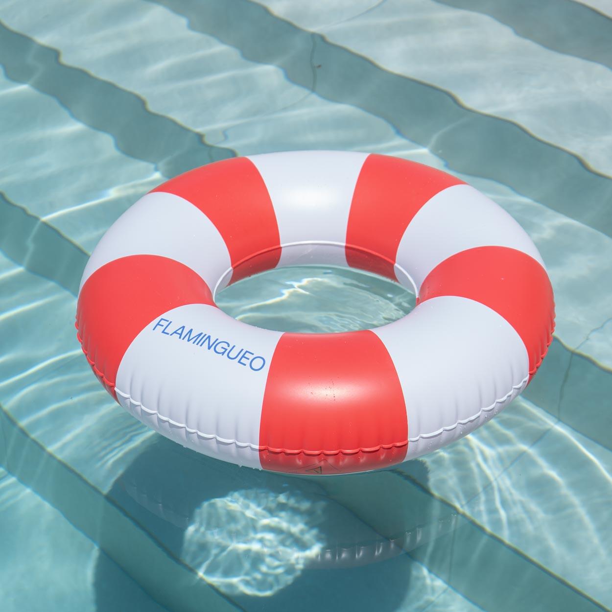 Flamingueo Bouée Enfant Gonflable Double Valve PVC Donut Rouge 4/7