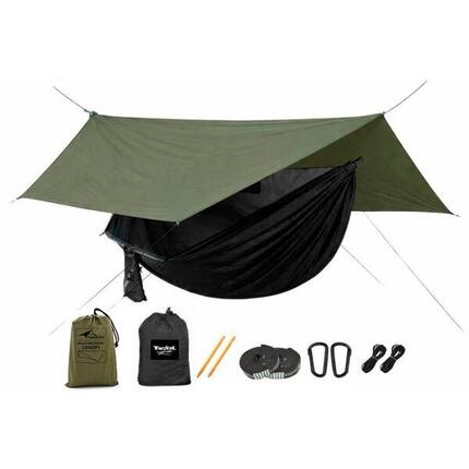 Tropical Hamac - Hamac parachute noir avec moustiquaire + Tarp