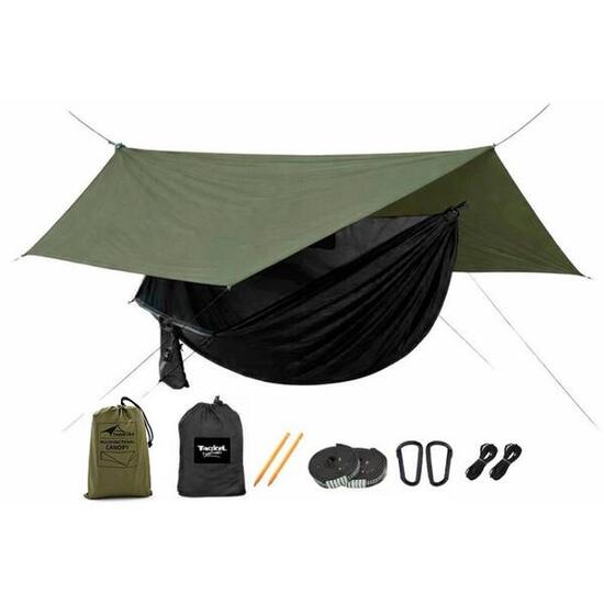 Tropical Hamac - Hamac parachute noir avec moustiquaire + Tarp