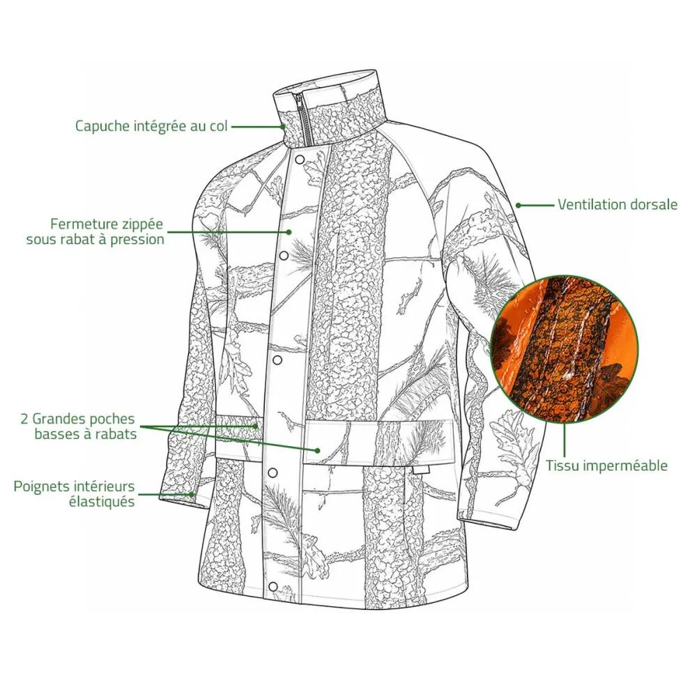 Veste de pluie Treeland étanche camo orange blaze M à 4XL 3/5