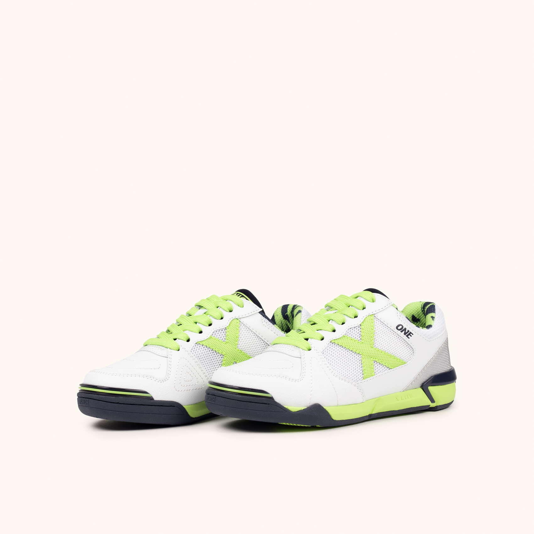 Scarpe da calcetto per bambini in bianco e verde fluoro MUNICH ONE KID 77 5/5