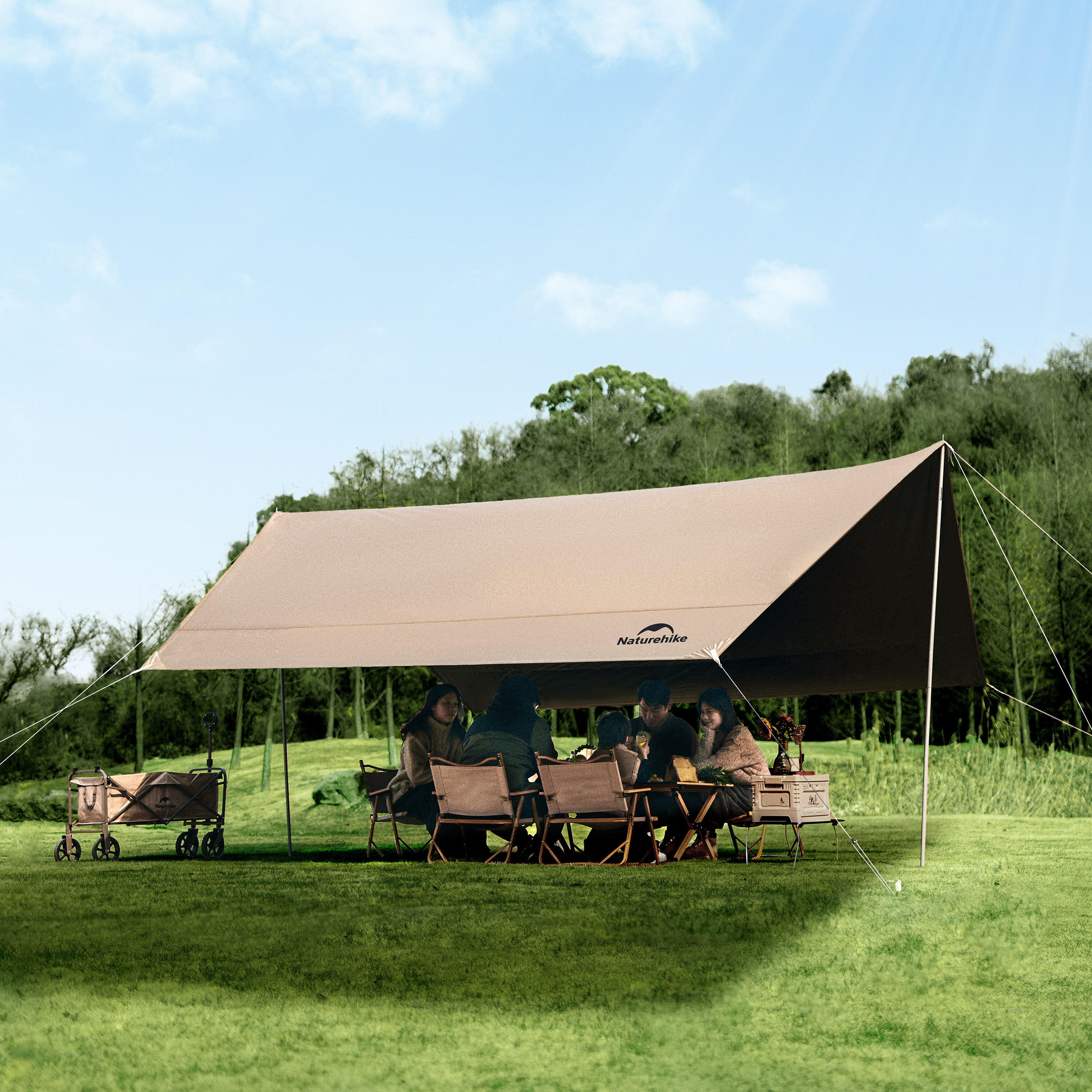 Waterdichte Kampeertarp 17m² - Zonnescherm voor 10-12 Personen 3/7
