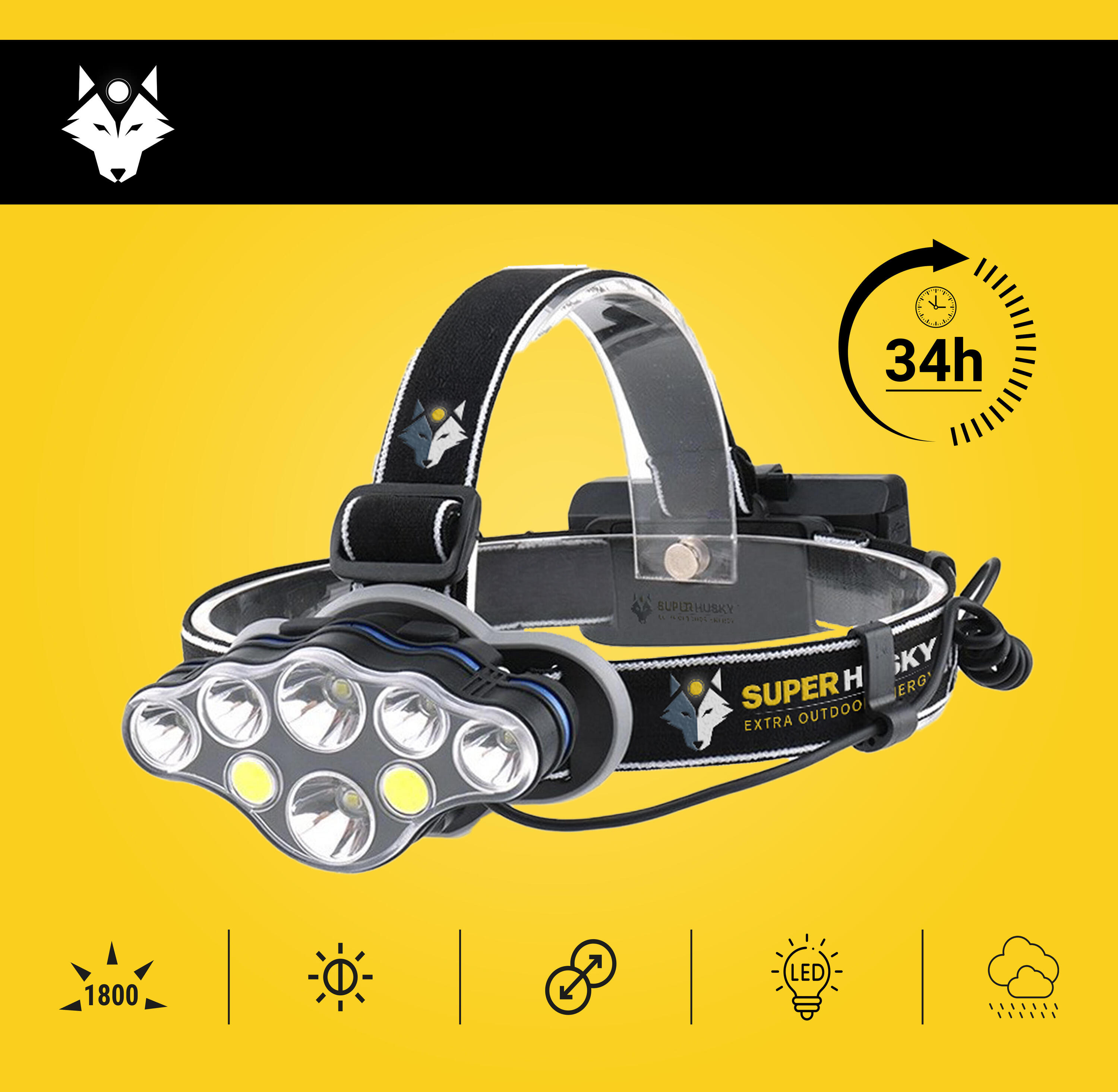 Lampe frontale Outdoor rechargeable SPORT400 - 1800 Lumens 5/8