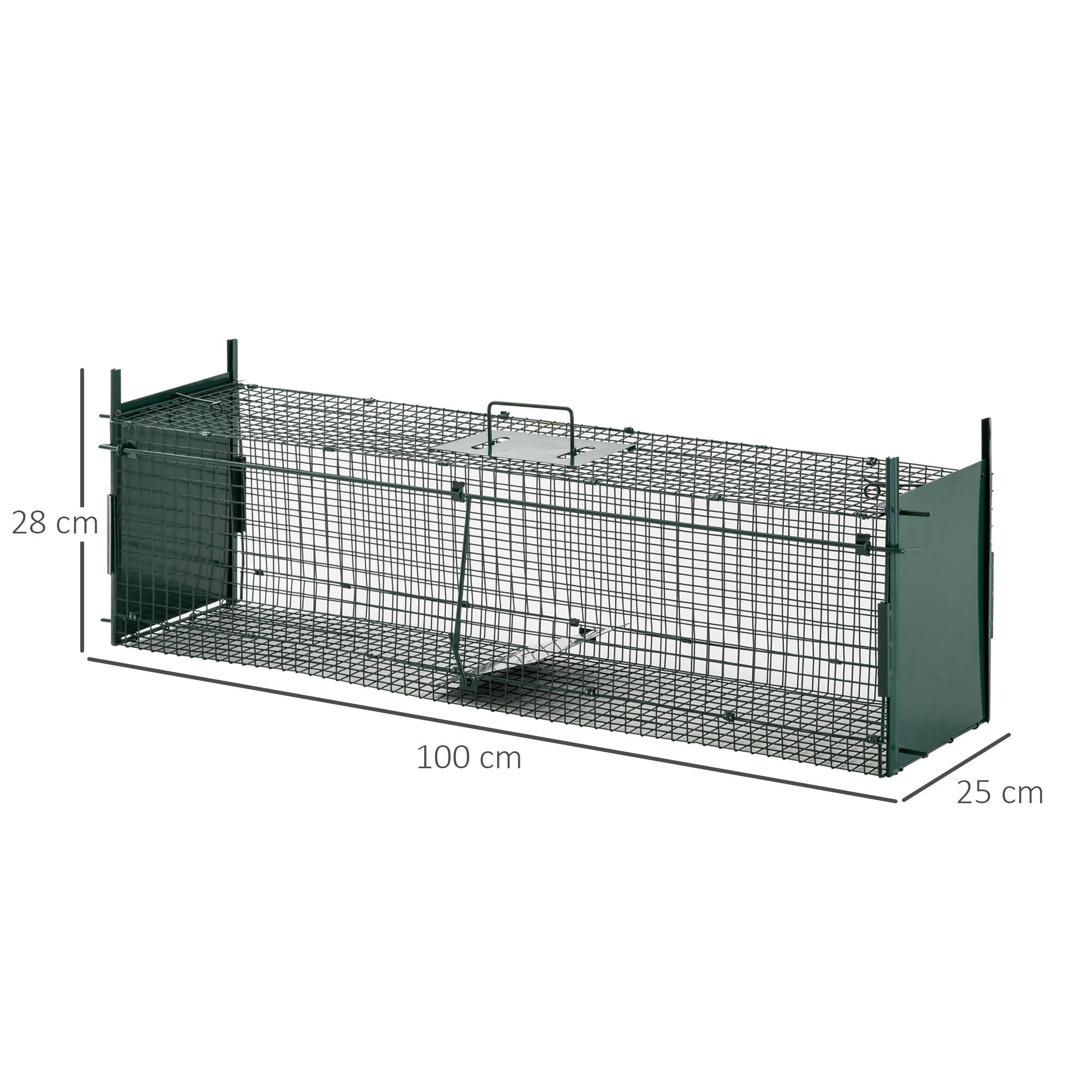 Trampa para Animales Vivos PawHut 100 x 25 x 28cm Verde Oscuro 3/6
