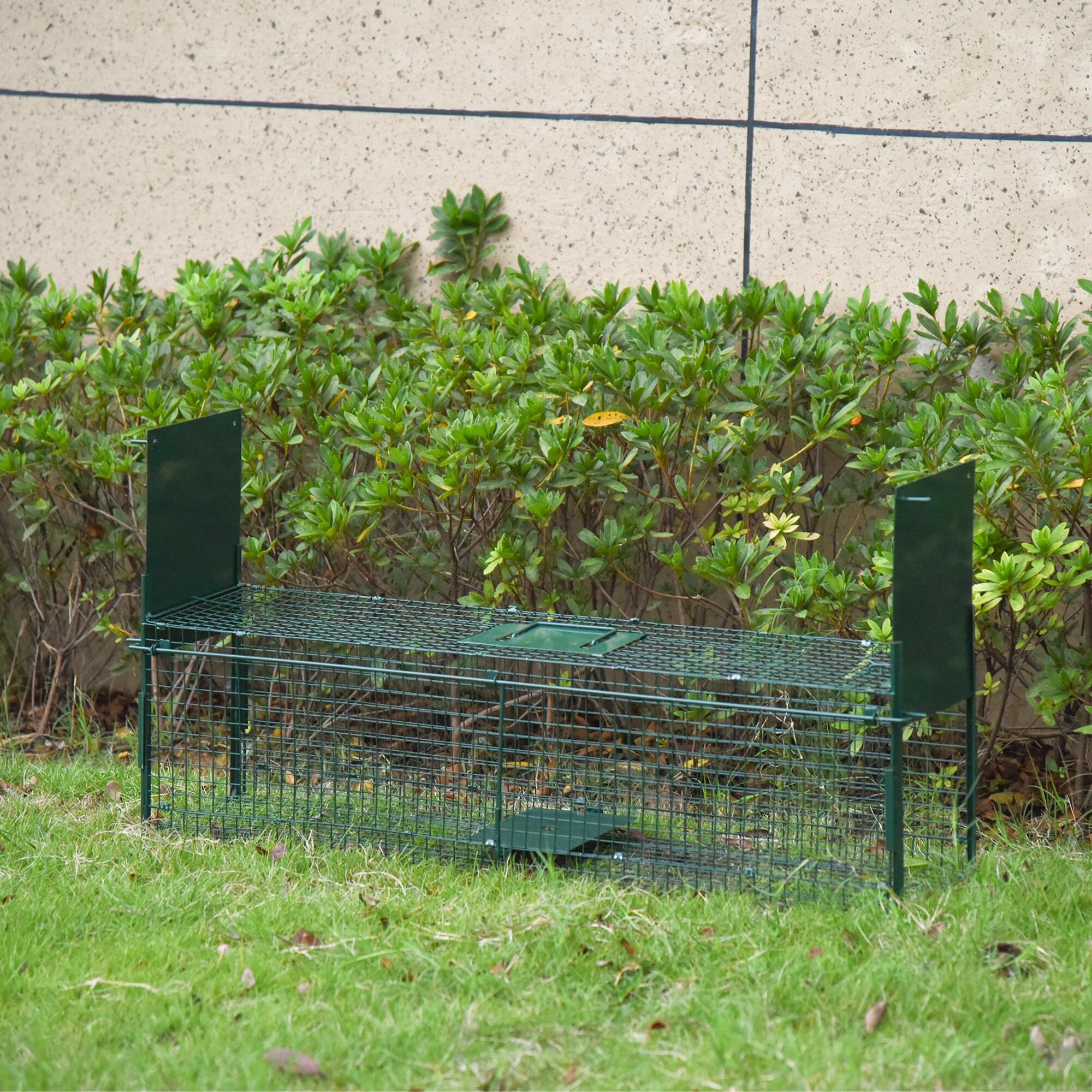 Trampa para Animales Vivos PawHut 100 x 25 x 28cm Verde Oscuro 2/6