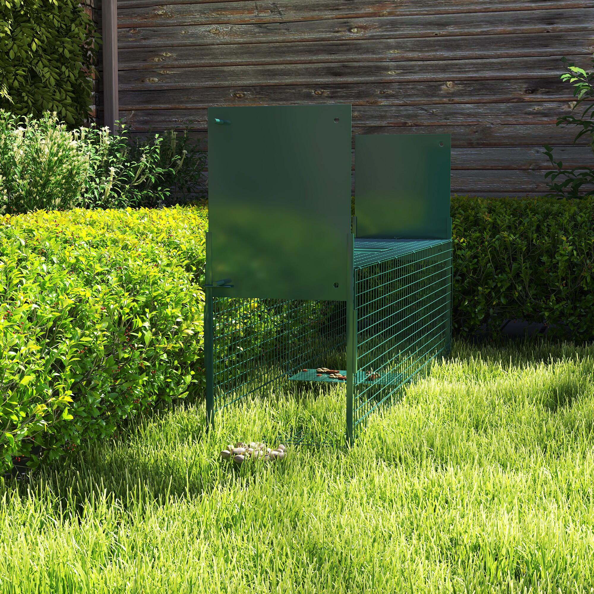 Trampa para Animales Vivos PawHut 100 x 25 x 28cm Verde Oscuro 5/6